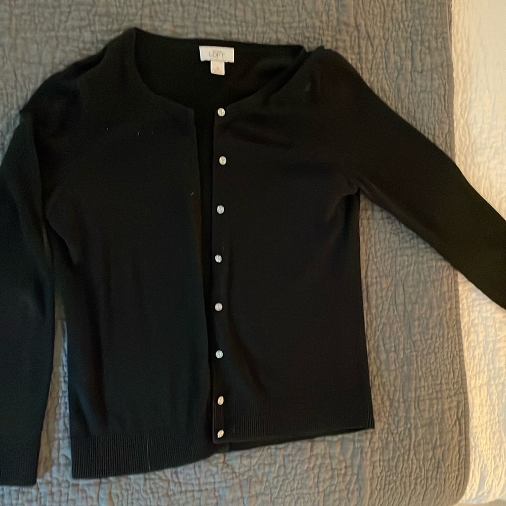 100% cotton cardigan, black, size medium from Loft